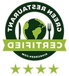 Certified four start green restaurant certification badge from dinegreen.com